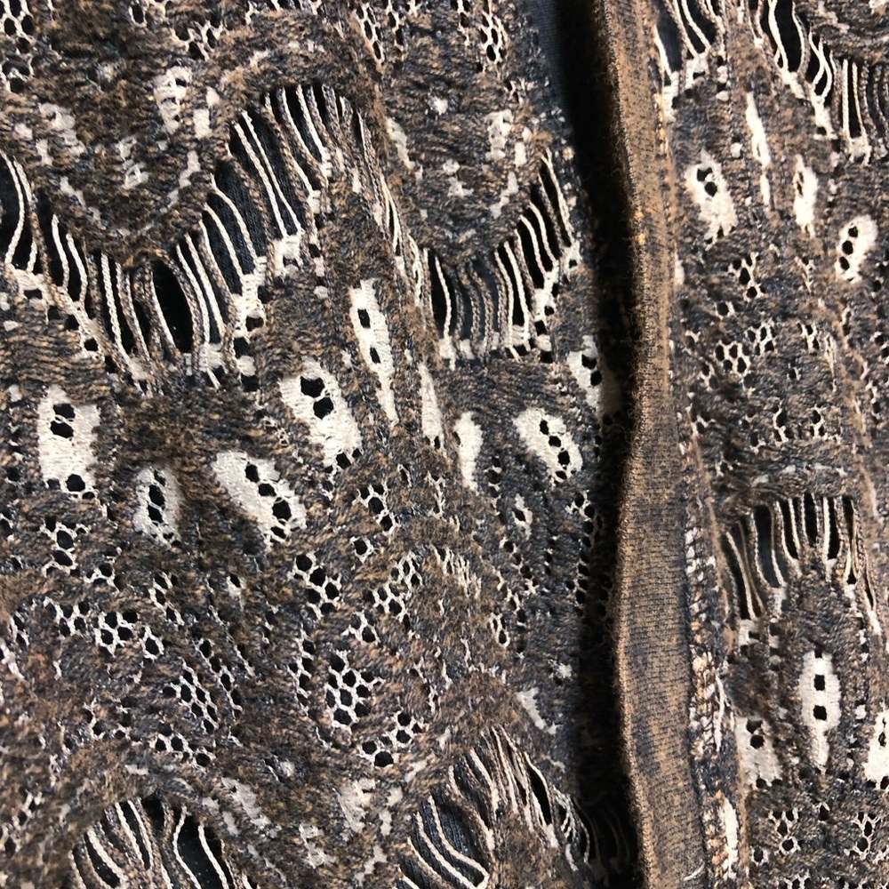 Crash & Burn Shimmering Charcoal Blouse with Lace Accents - Picture 6 of 9